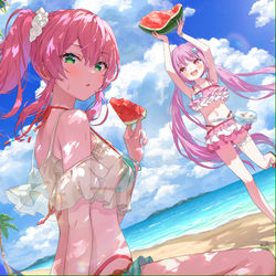 This is a pixiv picture whose title is 木陰でひとやすみ🍉.