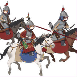 This is a pixiv picture whose title is 明 遼鎮騎兵 1570s.