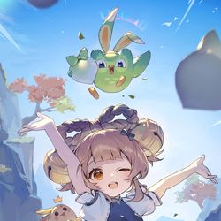 This is a pixiv picture whose title is Genshin×Duolingoコラボイラスト.