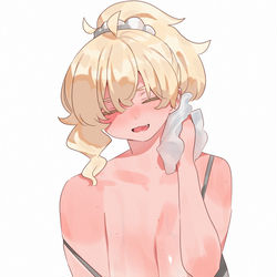 This is a pixiv picture whose title is タオルでもなくハンカチでもなくティッシュで汗拭いてるの見るの好き.