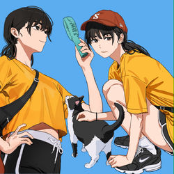 This is a pixiv picture whose title is Asa w a cat.