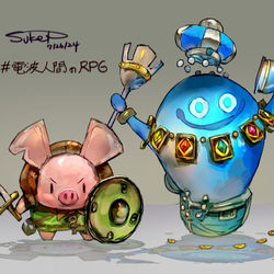 This is a pixiv picture whose title is ぶたばなウサギ・ジュエルこぞう（電波人間のRPG）.