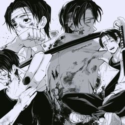 This is a pixiv picture whose title is 包帯巻いたら似合いすぎた乙骨くん.