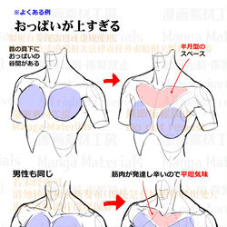 This is a pixiv picture whose title is 個人メモ：おっぱいの付き方.
