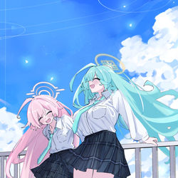 This is a pixiv picture whose title is ユメ先輩とホシノ.