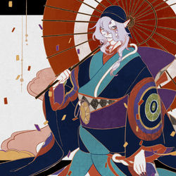 This is a pixiv picture whose title is モノノ怪-唐傘.
