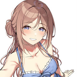 This is a pixiv picture whose title is はみ出したい水着莉波.