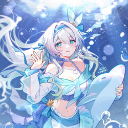 This is a pixiv picture whose title is 坠入海中~流萤夏装.