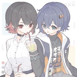 This is a pixiv picture whose title is 🦈🛎️.