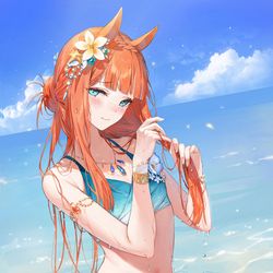 This is a pixiv picture whose title is 水着サイレンススズカ.