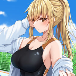 This is a pixiv picture whose title is 「暑っつ……」.