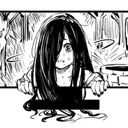 This is a pixiv picture whose title is あまりの暑さにテレビから出たくない貞子.