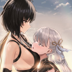This is a pixiv picture whose title is 漂泊者x今汐 Rover X Jinhsi.