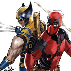 This is a pixiv picture whose title is デットプール＆ウルヴァリン.
