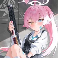 This is a pixiv picture whose title is ホシノ(臨戦).