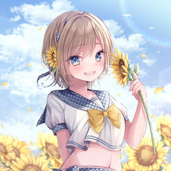 This is a pixiv picture whose title is 【夏色な君と一緒に】.