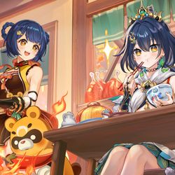 This is a pixiv picture whose title is 雲璃＆香菱.