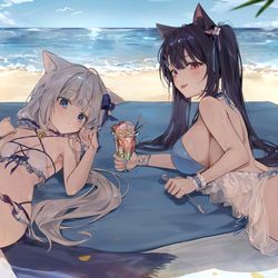 This is a pixiv picture whose title is 캣판타지xNEKOPARA.
