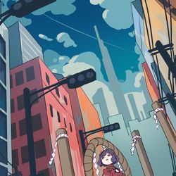 This is a pixiv picture whose title is 狭い空.