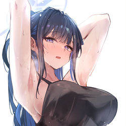 This is a pixiv picture whose title is 汗だくサオリさん.