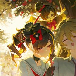This is a pixiv picture whose title is 『千、千織お姉さんは今忙しいんだから~！！』.