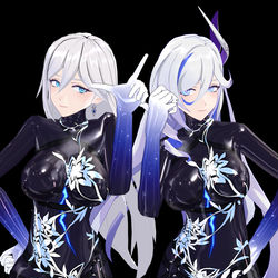 This is a pixiv picture whose title is 【模型配布】塞西莉亚&米丝忒琳-冰丝梦缚.