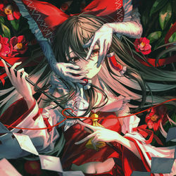 This is a pixiv picture whose title is 博麗の巫女.