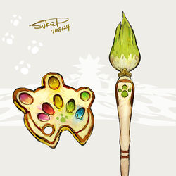 This is a pixiv picture whose title is ドーブルモチーフの武器（ポケモン）.