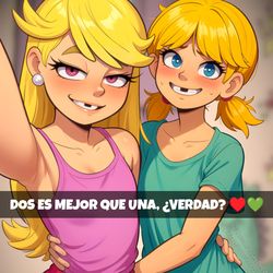 This is a pixiv picture whose title is Double Selfie! (Lola, Lana)(Esp).