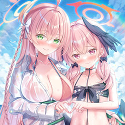 This is a pixiv picture whose title is 水着ハナコハ💚💗.