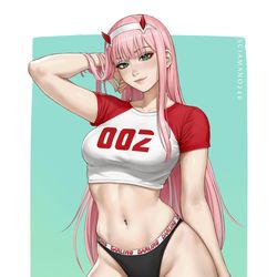 This is a pixiv picture whose title is Zero Two - Darling in the Franxx.