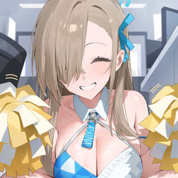 This is a pixiv picture whose title is 「がんばれがんばれ💙」.