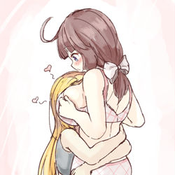 This is a pixiv picture whose title is 百合絵２枚　愉月と可愛.