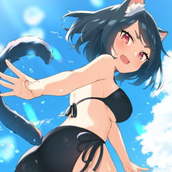 This is a pixiv picture whose title is ねこ水着.
