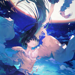 This is a pixiv picture whose title is 穢れの海へ.
