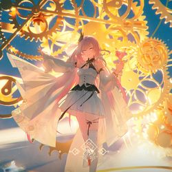 This is a pixiv picture whose title is エリシア·Elysia 運命は回る（爱莉希雅）.