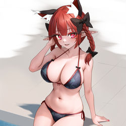 This is a pixiv picture whose title is プールサイドお燐ちゃん❤.