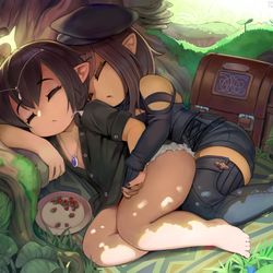 This is a pixiv picture whose title is Sleeping Lalafell.