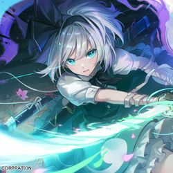 This is a pixiv picture whose title is 【仕事絵】東方Project描き下ろしマルチクロス_魂魄妖夢.