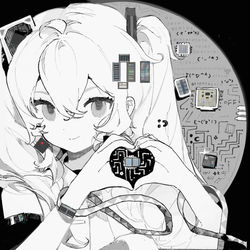 This is a pixiv picture whose title is 电子心.