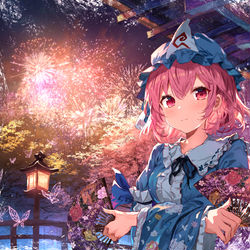 This is a pixiv picture whose title is 夜空に咲かせ、大輪の桜.