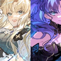 This is a pixiv picture whose title is 💛💜.