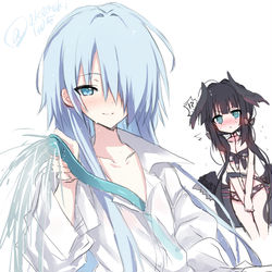 This is a pixiv picture whose title is ※注※コスプレ※女装？※吹雪と雫ちゃん.
