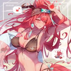 This is a pixiv picture whose title is 娜仁图亚来海边玩（意味深）咯⭐️⭐️⭐️.