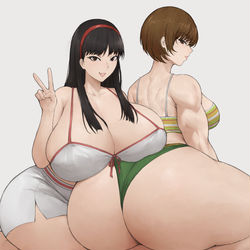 This is a pixiv picture whose title is Yukiko Amagi and Chie Satonaka.