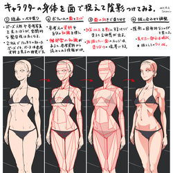 This is a pixiv picture whose title is キャラの身体を面で捉える練習.