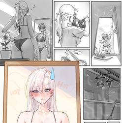 This is a pixiv picture whose title is 热到缩.