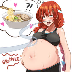 This is a pixiv picture whose title is 食欲に負けて.