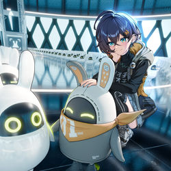 This is a pixiv picture whose title is Bangboo: Become Human.