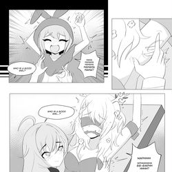 This is a pixiv picture whose title is Fauna tickled by Mumei.